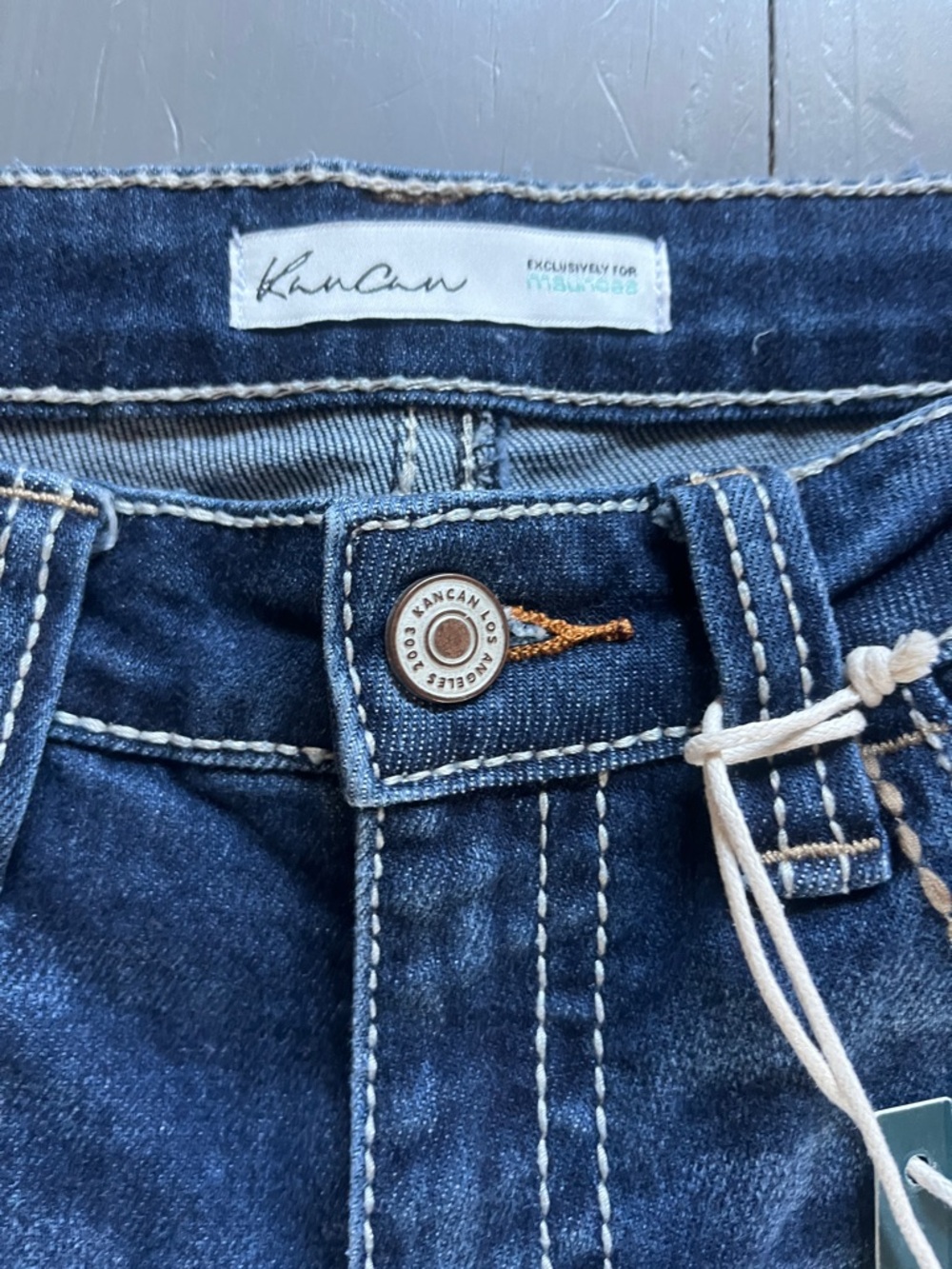 KanCan Dark Blue Curvy Bootcut Jeans with Frayed Hem Size 25 - Picture 3 of 8